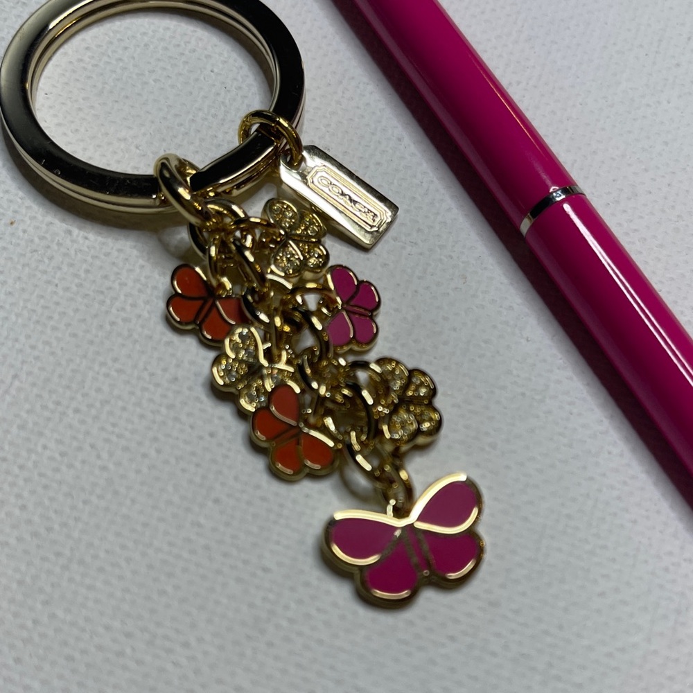 Coach Butterfly Pink and Orange Keychain and Pink Coach Pen - Picture 2 of 6